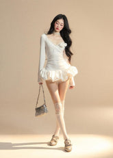 Long-sleeved hooded lace sexy dress